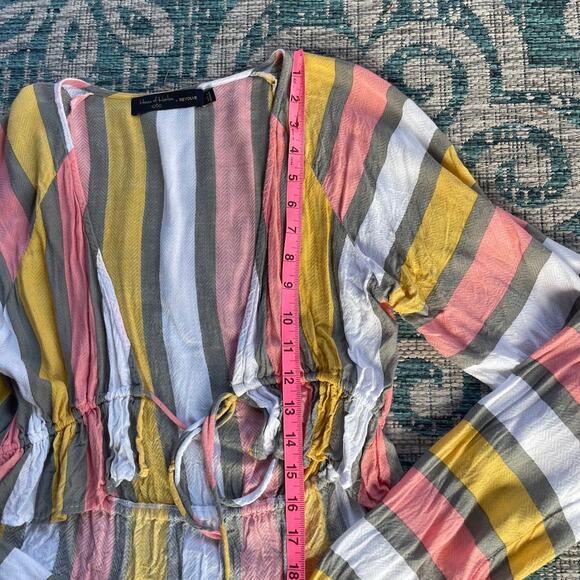 House of Harlow 1960 x Revolve Multicolor Striped Drawstring Blouse - Size M - Picture 8 of 9